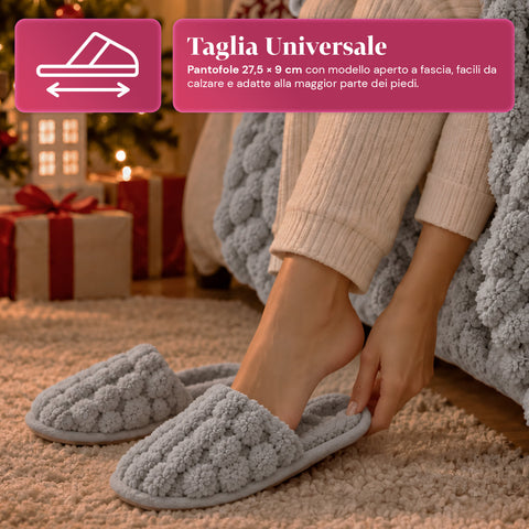 Set zachte en warme deken en pantoffels | zachte plaid 130x160 cm, pantoffels in één maat, 4 kleuren