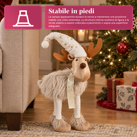 Groot kerstrendier van 63 cm van zacht pluche – kerstdecoratie met verzwaarde poten | 4 kleuren