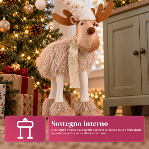 Groot kerstrendier van 63 cm van zacht pluche – kerstdecoratie met verzwaarde poten | 4 kleuren