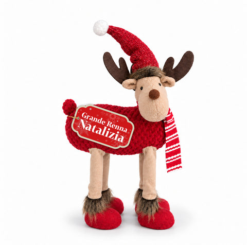Groot kerstrendier van 63 cm van zacht pluche – kerstdecoratie met verzwaarde poten | 4 kleuren