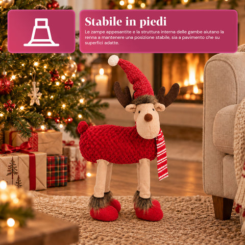 Groot kerstrendier van 63 cm van zacht pluche – kerstdecoratie met verzwaarde poten | 4 kleuren