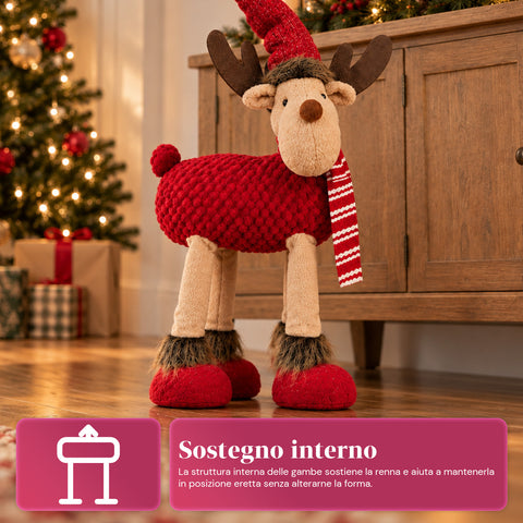 Groot kerstrendier van 63 cm van zacht pluche – kerstdecoratie met verzwaarde poten | 4 kleuren