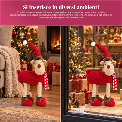 Groot kerstrendier van 63 cm van zacht pluche – kerstdecoratie met verzwaarde poten | 4 kleuren