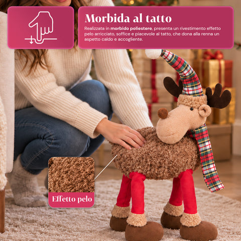 Groot kerstrendier van 63 cm van zacht pluche – kerstdecoratie met verzwaarde poten | 4 kleuren