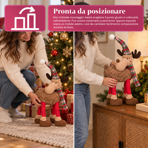Groot kerstrendier van 63 cm van zacht pluche – kerstdecoratie met verzwaarde poten | 4 kleuren