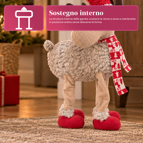 Groot kerstrendier van 63 cm van zacht pluche – kerstdecoratie met verzwaarde poten | 4 kleuren