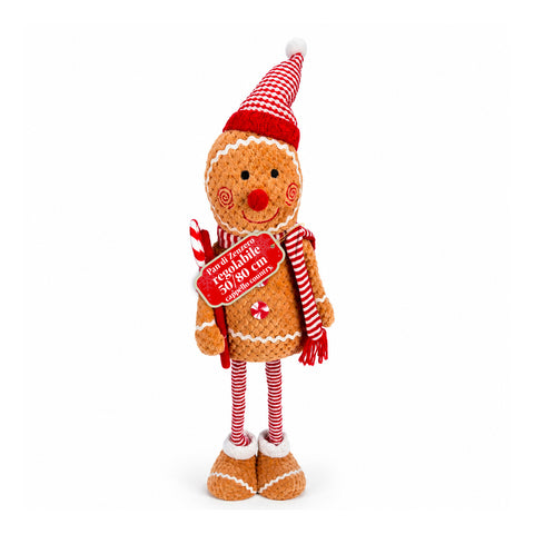 Personnage de Noël en pain d’épices extensible de 50 à 80 cm, décoration de Noël en peluche avec jambes télescopiques, 2 variantes