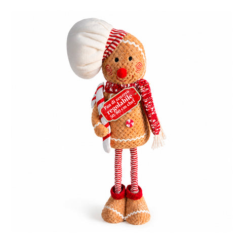 Uitschuifbare peperkoekpop van 50-80 cm, kerstdecoratie van pluche met telescopische poten, 2 varianten