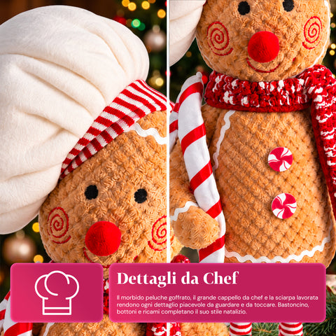 Uitschuifbare peperkoekpop van 50-80 cm, kerstdecoratie van pluche met telescopische poten, 2 varianten