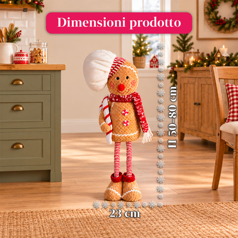 Uitschuifbare peperkoekpop van 50-80 cm, kerstdecoratie van pluche met telescopische poten, 2 varianten