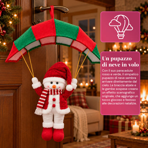 Parachute de Noël à suspendre 80 cm avec personnage de Noël, 4 personnages