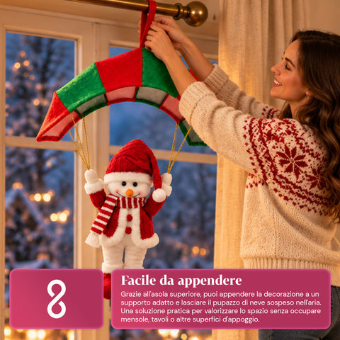 Parachute de Noël à suspendre 80 cm avec personnage de Noël, 4 personnages