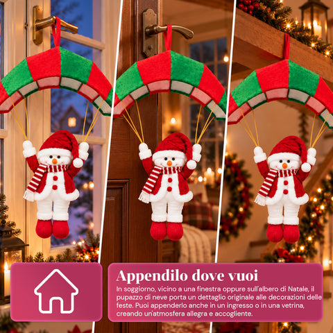 Parachute de Noël à suspendre 80 cm avec personnage de Noël, 4 personnages