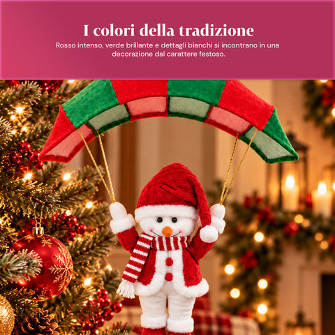 Parachute de Noël à suspendre 80 cm avec personnage de Noël, 4 personnages
