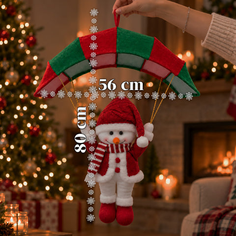 Parachute de Noël à suspendre 80 cm avec personnage de Noël, 4 personnages