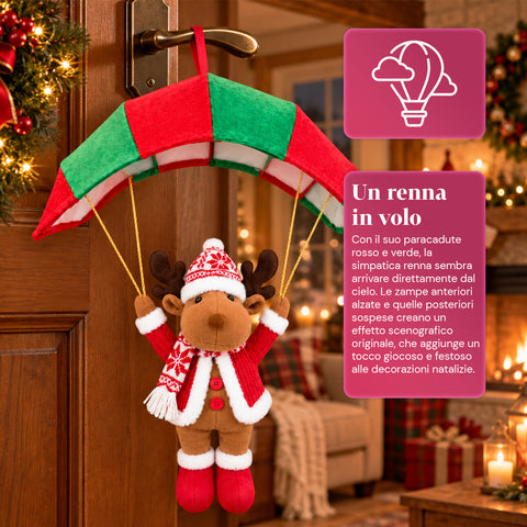 Parachute de Noël à suspendre 80 cm avec personnage de Noël, 4 personnages
