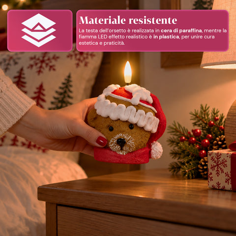 Batterijgevoede led-kerstkaars in 3 varianten – kerstman met boom, beertje en berengezicht, realistische vlameffect, kerstdecoratie