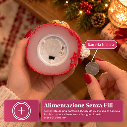 Batterijgevoede led-kerstkaars in 3 varianten – kerstman met boom, beertje en berengezicht, realistische vlameffect, kerstdecoratie
