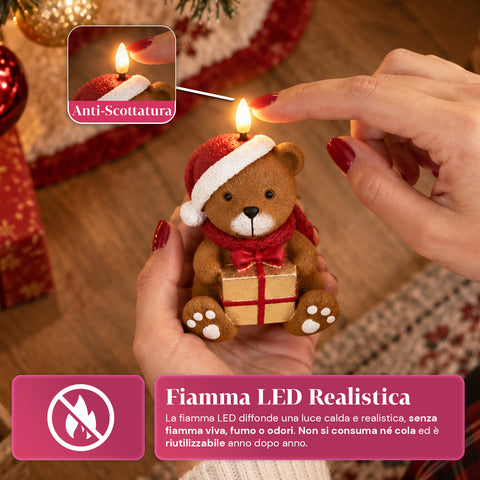 Batterijgevoede led-kerstkaars in 3 varianten – kerstman met boom, beertje en berengezicht, realistische vlameffect, kerstdecoratie