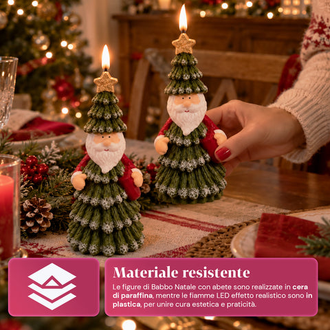 Batterijgevoede led-kerstkaars in 3 varianten – kerstman met boom, beertje en berengezicht, realistische vlameffect, kerstdecoratie