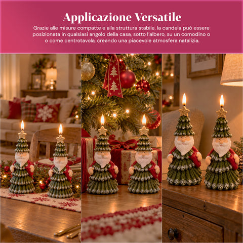 Batterijgevoede led-kerstkaars in 3 varianten – kerstman met boom, beertje en berengezicht, realistische vlameffect, kerstdecoratie