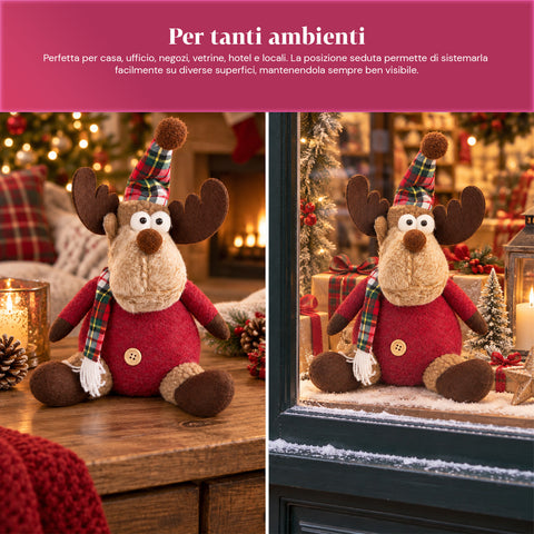 Decoratieve rendierdecoratie van polyester - kerstornament met gezandstraalde basis, schattig ontwerp, 4 stijlvarianten, 2 maten: 35 en 50 cm