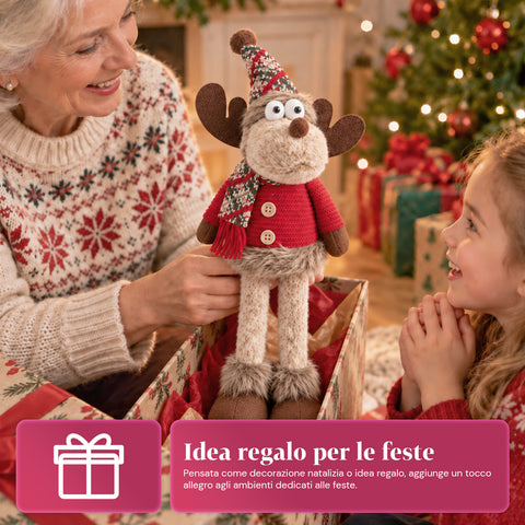 Decoratieve rendierdecoratie van polyester - kerstornament met gezandstraalde basis, schattig ontwerp, 4 stijlvarianten, 2 maten: 35 en 50 cm