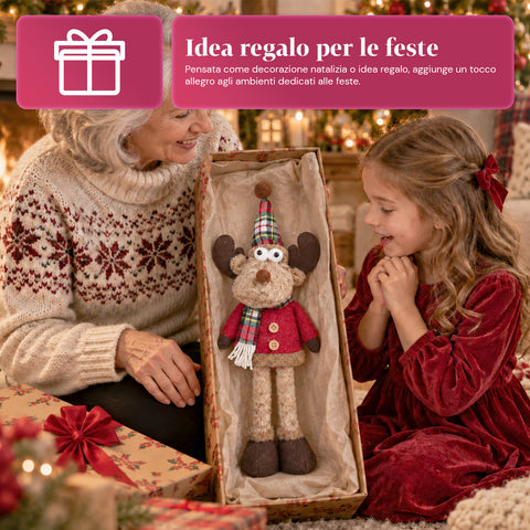 Decoratieve rendierdecoratie van polyester - kerstornament met gezandstraalde basis, schattig ontwerp, 4 stijlvarianten, 2 maten: 35 en 50 cm