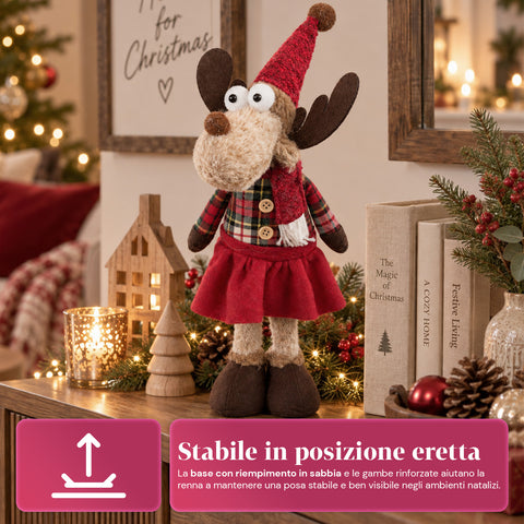 Decoratieve rendierdecoratie van polyester - kerstornament met gezandstraalde basis, schattig ontwerp, 4 stijlvarianten, 2 maten: 35 en 50 cm