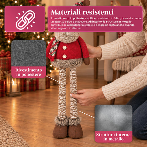 Decoratieve uitschuifbare kerstman 55-85 cm - Kerstversiering met telescopische poten, metalen frame, polyester, 4 stijlvarianten