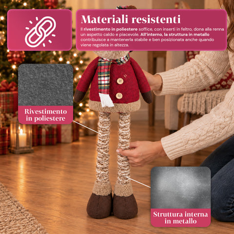 Decoratieve uitschuifbare kerstman 55-85 cm - Kerstversiering met telescopische poten, metalen frame, polyester, 4 stijlvarianten
