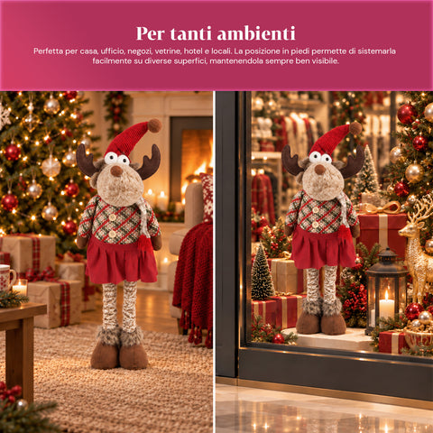 Decoratieve uitschuifbare kerstman 55-85 cm - Kerstversiering met telescopische poten, metalen frame, polyester, 4 stijlvarianten