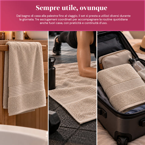 Set van 3 handdoeken van 100% katoen – badset met badlaken 90x140, handdoek 60x100 en gastendoekje 40x60 cm, zacht en absorberend, 6 kleuren