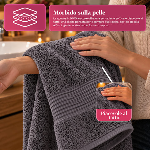 Set van 3 handdoeken van 100% katoen – badset met badlaken 90x140, handdoek 60x100 en gastendoekje 40x60 cm, zacht en absorberend, 6 kleuren