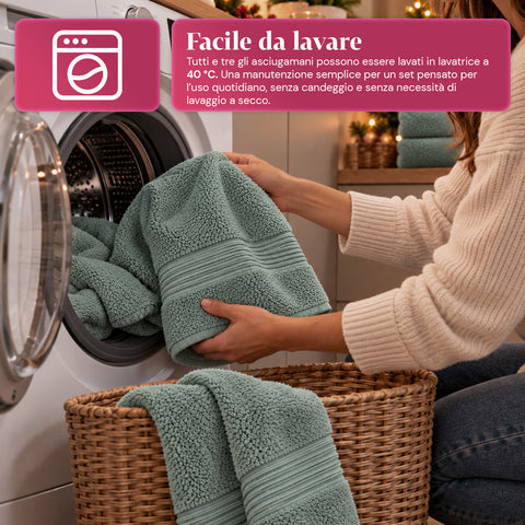 Set van 3 handdoeken van 100% katoen – badset met badlaken 90x140, handdoek 60x100 en gastendoekje 40x60 cm, zacht en absorberend, 6 kleuren