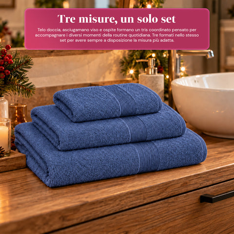 Set van 3 handdoeken van 100% katoen – badset met badlaken 90x140, handdoek 60x100 en gastendoekje 40x60 cm, zacht en absorberend, 6 kleuren