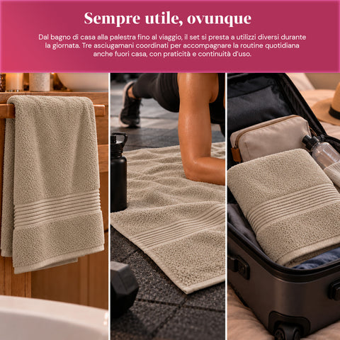 Set van 3 handdoeken van 100% katoen – badset met badlaken 90x140, handdoek 60x100 en gastendoekje 40x60 cm, zacht en absorberend, 6 kleuren