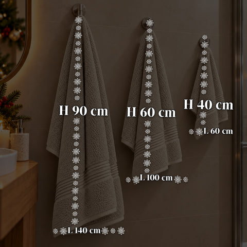 Set van 3 handdoeken van 100% katoen – badset met badlaken 90x140, handdoek 60x100 en gastendoekje 40x60 cm, zacht en absorberend, 6 kleuren