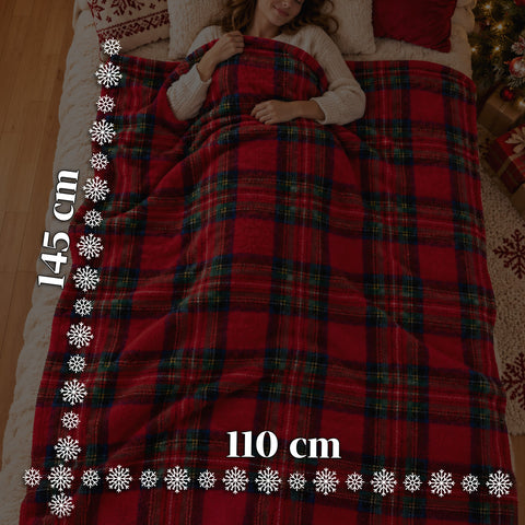 Kerstblik 30x16 cm met Coral Fleece-plaid 145x110 cm, zachte geruite tartan-deken - blind box