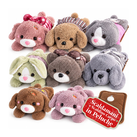 Elektrische knuffel-handwarmer met oplaadbare warmwaterzak, 2 vakken, 4-5 uur warmte, afneembare hoes met rits - Blind Box