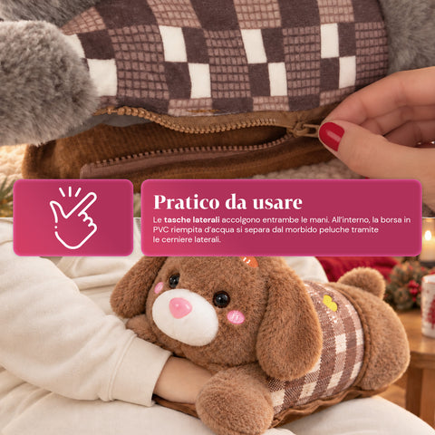Elektrische knuffel-handwarmer met oplaadbare warmwaterzak, 2 vakken, 4-5 uur warmte, afneembare hoes met rits - Blind Box