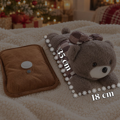 Elektrische knuffel-handwarmer met oplaadbare warmwaterzak, 2 vakken, 4-5 uur warmte, afneembare hoes met rits - Blind Box