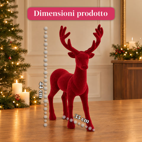 Decoratief rendier 33x44h cm met fluweeleffect, modern designbeeldje voor huis, kantoor en etalages, kerstdecoratie, 6 kleurvarianten