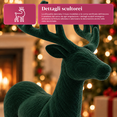 Decoratief rendier 33x44h cm met fluweeleffect, modern designbeeldje voor huis, kantoor en etalages, kerstdecoratie, 6 kleurvarianten