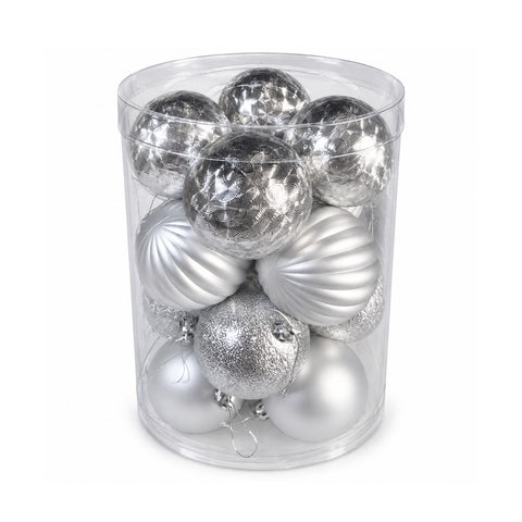Set van 16 onbreekbare kerstballen van 7 cm - 4 gesorteerde afwerkingen: glanzend, mat en met glitter - decoratie voor boom en huis - rood, goud, zilver