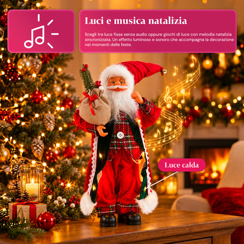 Kerstman met verlichting en muziek, decoratief kerstbeeld van 65-95-120 cm, lichtgevend ornament op batterijen - Blind Box