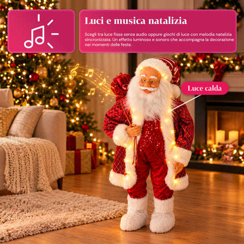 Kerstman met verlichting en muziek, decoratief kerstbeeld van 65-95-120 cm, lichtgevend ornament op batterijen - Blind Box