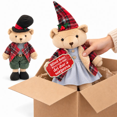 Decoratieve kerstbeer 85 cm, decoratief knuffelbeest met hoed en geruite outfit, stabiele basis, rood of bruin tartan