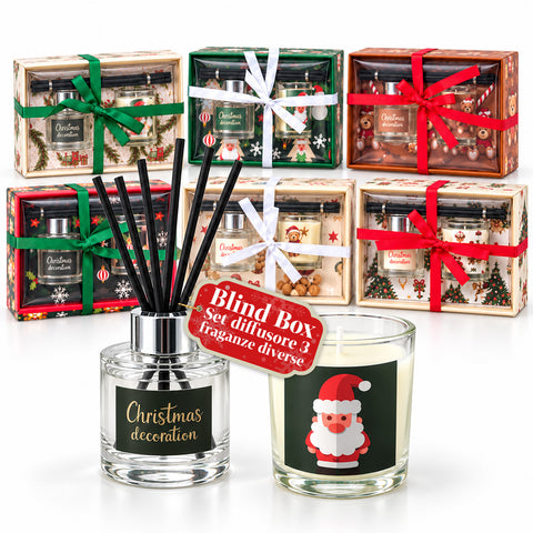 Set voor geurverspreiding met stokjesdiffuser en geurkaars, kerstgeuren, kerstcadeauset