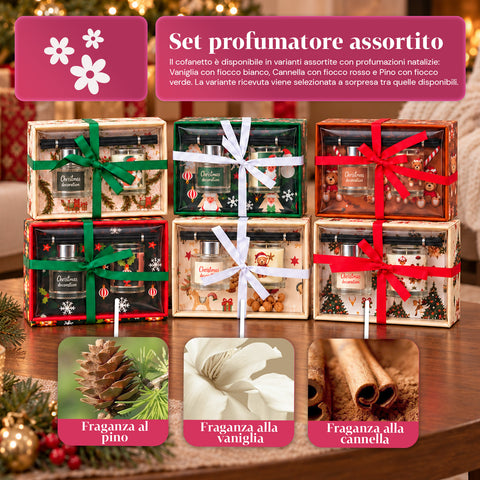 Set voor geurverspreiding met stokjesdiffuser en geurkaars, kerstgeuren, kerstcadeauset